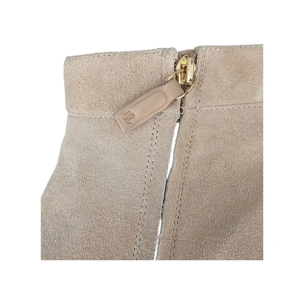 Lauren Ralph Lauren Womens Wynne Booties 7B Tan Suede Leather